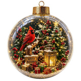 Acrylic Material Christmas Ball Ornament Transparent Design 8CM Size Santa Claus Pendant with Light Holiday Tree Pendant