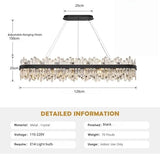 Dimmable Gold Rectangle Crystal Chandelier for Dining Living Room Modern Ceiling Light for Kitchen Island K9 Crystal Lights