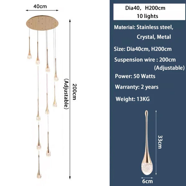 Modern LED Crystal Staircase Chandelier - Luxury Long Duplex Hanging Light