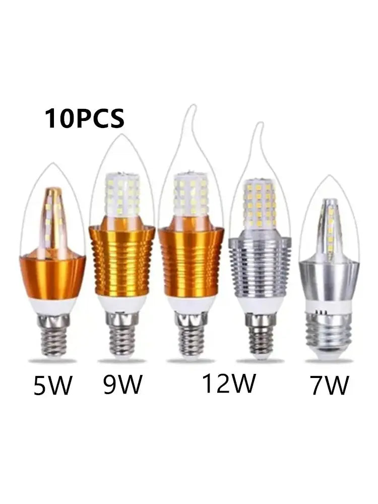 10-Pack E14 Vintage LED Filament Candle Bulbs (5W, 7W, 9W, 12W) - AC 85-265V C35 Edison Retro Light (Warm / Cold White)