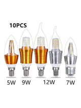 10-Pack E14 Vintage LED Filament Candle Bulbs (5W, 7W, 9W, 12W) - AC 85-265V C35 Edison Retro Light (Warm / Cold White)