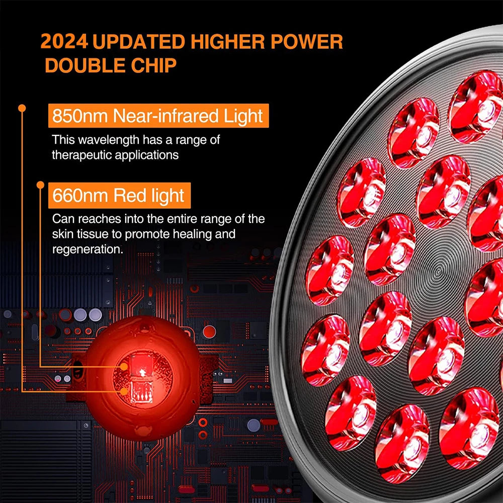 E27 LED Red 54W Light Therapy Lamp 660nm&amp;850nm Infrared Bulb with Floor Stand for Skin Care Pain Relief 360° Adjustable