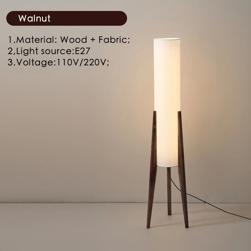 Japanese Retro Wabi - sabi Solid Wood Floor Lamp Study Hotel Art Decorative Corner Standing Lamp Living Room Bedroom Café&#39;s E27 Lamp