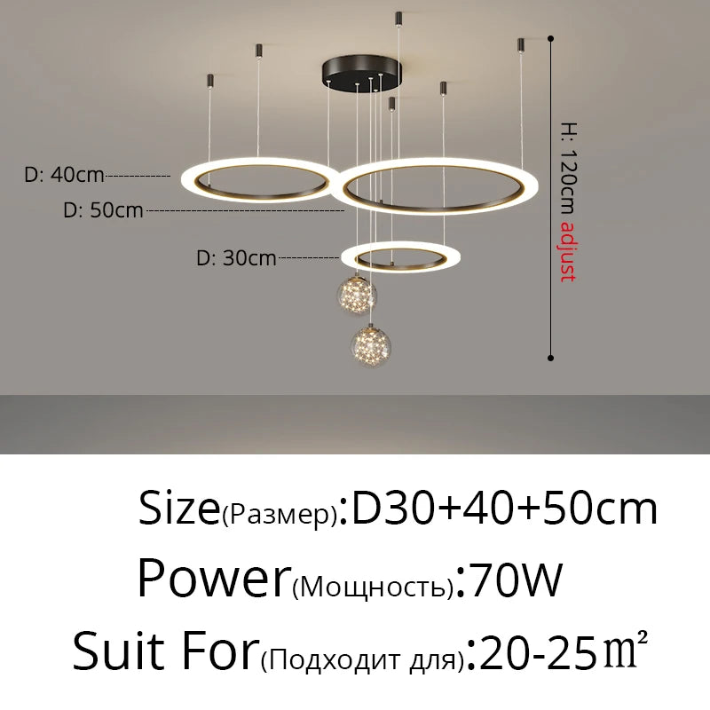 2025 New Pendant Light Lusters For Living Room Chandelier Modern Creative Circle Ring Bedroom Lamps Restaurant Ceiling Luminaire