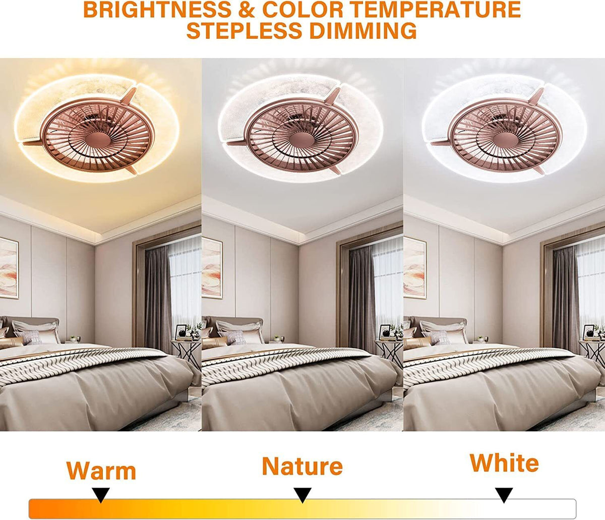 Ceiling Fan With LED Light Lamp Remote Control Flush Mount 110V For Living Room Dinning Room (Ships From USA)