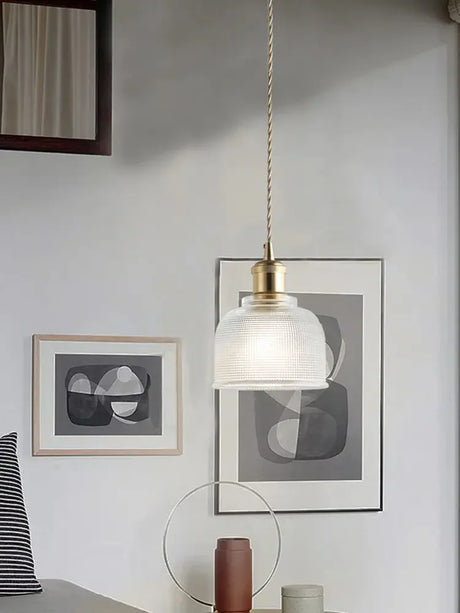 Nordic Glass Pendant Light Creative Minimalist Modern Lamp for Restaurant With Transparent Lampshade Brass Color and E27 Socket