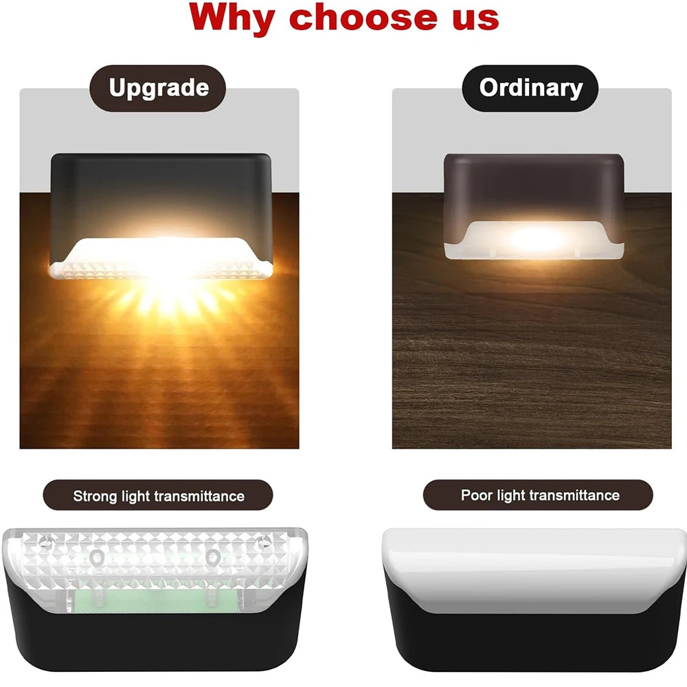 4/16 Pack Solar Step Lights Outdoor Motion Sensor - Waterproof Auto On/Off Stair Lamp