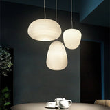 Modern Milky White Glass Whorls Cocoon Pendant Light For Kitchen Dining Table Study Room Acrylic House Decor Hanging Lamp