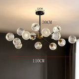 2026 for Nordic LED crystal spherical ceiling chandelier for dining living room bedroom luxury main light simple indoor