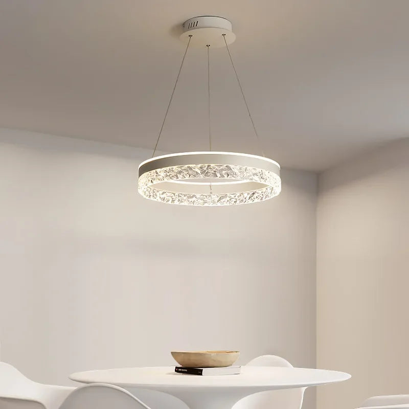 Modern Ring Pendant Lights Crystal for Living Dining Room Bedroom Hall Ceiling Chandelier Lamp Home Hanging Lustre Luminaire