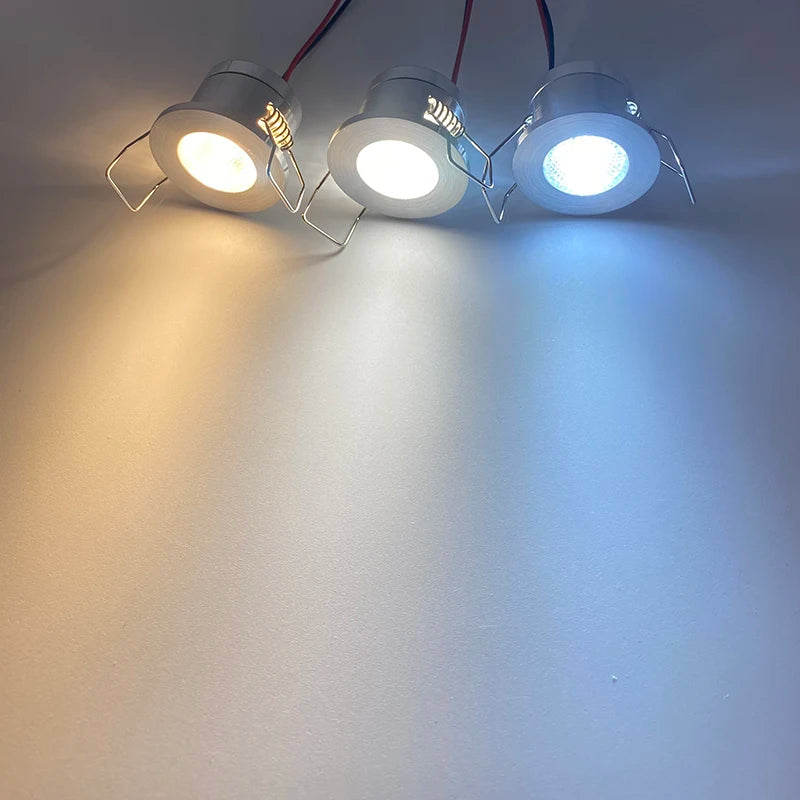 12V/24V Mini Dimmable Recessed LED Spotlight (4/6/8/10 Pack, 1W, 28mm Cutout) - Low-Voltage Ceiling Light for Cabinets & Displays