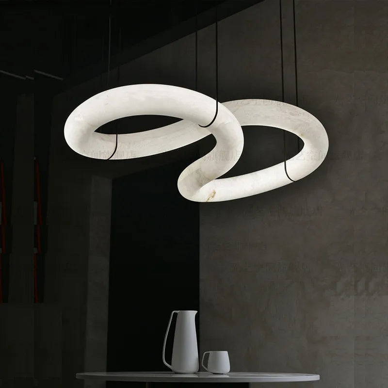 Dining Room Alabaster Chandelier Spanish Marble Ceiling Pendant Lights For Kitchen Living Room Loft Desiginer Marble Chandeliers