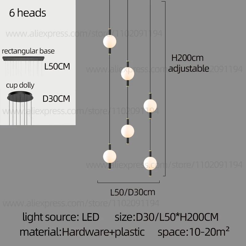 Globe Chandelier Designer Villa Living Room Dining Table Apartment Hanging Lamps Nordic Modern Attic Double Staircase Pendant
