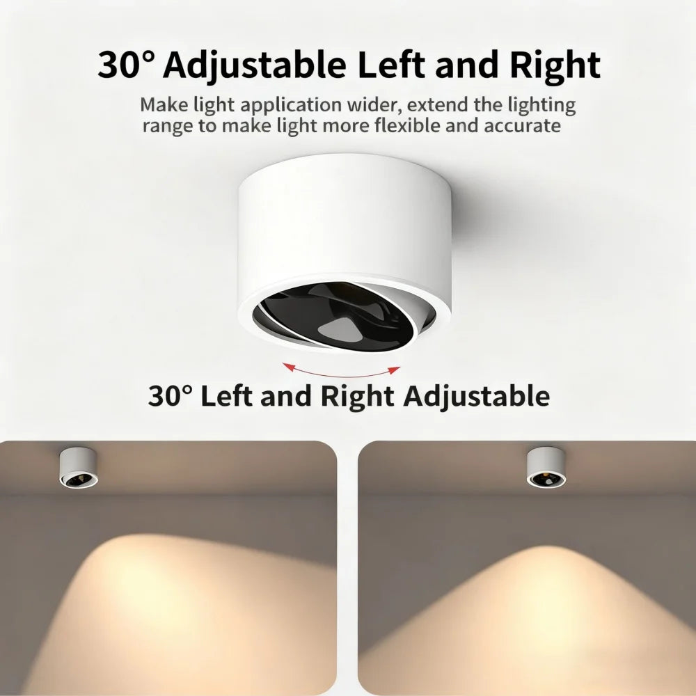 Ultra Thin Surface Mounted Rotating Anti Glare Downlight COB Ceiling Lamp Dimmable LED spotlights AC220V living room bedroom