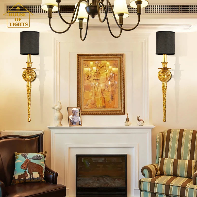 Full Copper LED Wall Lamp - Luxury Modern Retro Sconce Light Fixture for Living Room TV Background, Bedroom Bedside & Staircase