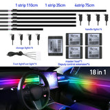 Full Color Streamer Car Ambient Lights RGB 64 Color Universal LED Interior Hidden Acrylic Strip Symphony Atmosphere Lamp