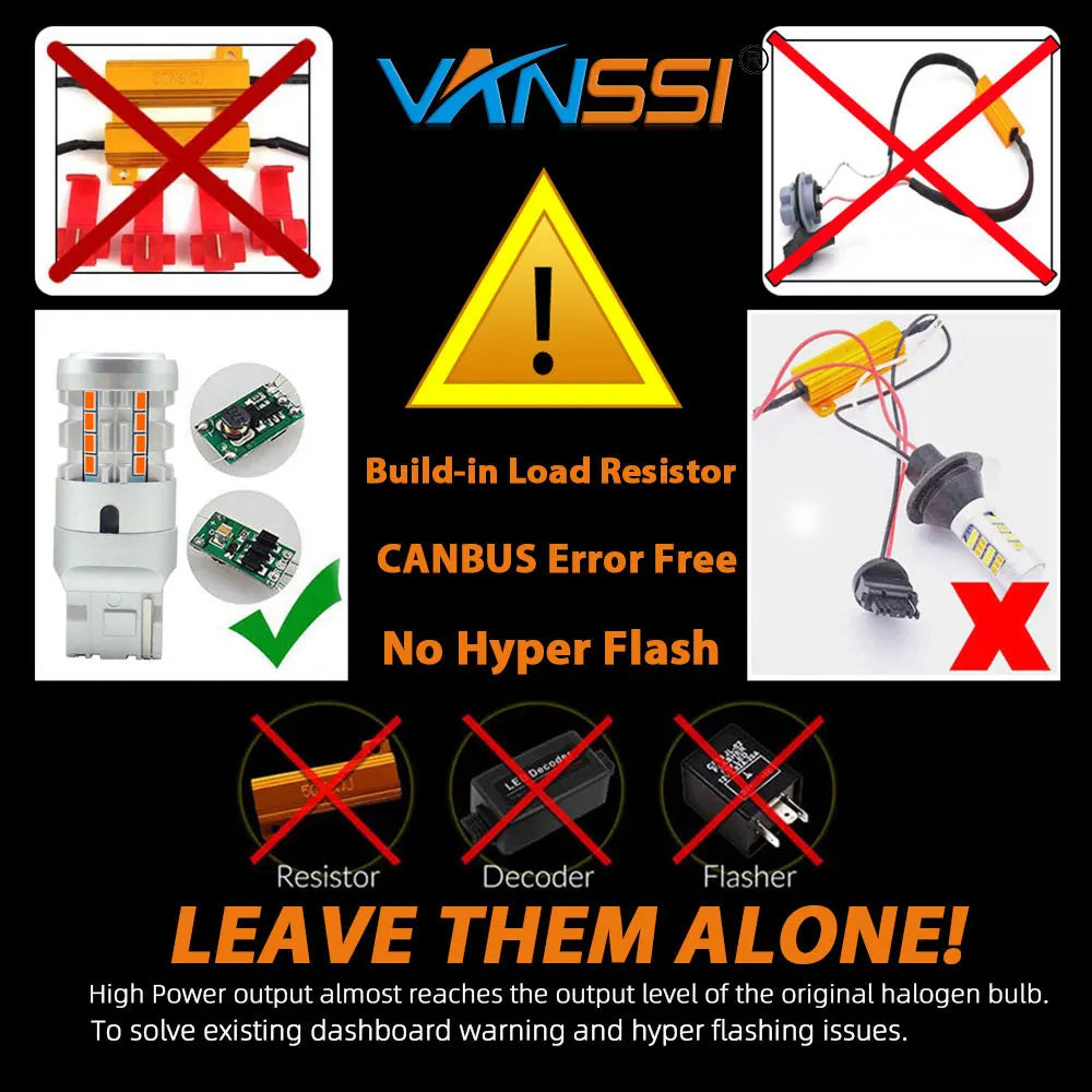 2Pcs Canbus PY21W Bau15s/P21W BA15S 1156/T20 WY21W 7440 LED Bulb for Car Turn Signal Light Amber Yellow Anti Hyper Flash 12v