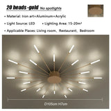 Modern Firework Led Chandeliers Lighting Lamp Home Decor Living Room Ceiling Lights Luminaria Bedroom Black Gold Spiral Lamparas