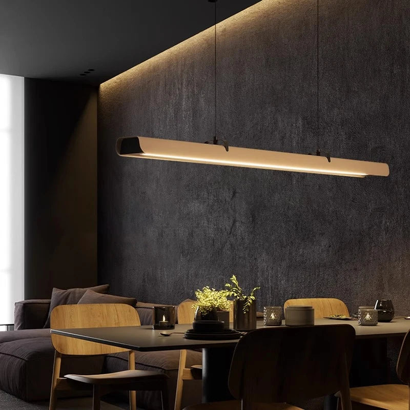 Modern Minimalist Dining Room Chandelier LED Pendant Lamp for Dining Table Restaurant Cafe Bar Office Hanging Lights Long Strip