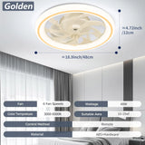 Modern Thin Ceiling Fan Light, White Silent Ceiling Fan, Remote Control, Unlimited Dimming, 6 Wind Power, Bedroom Living Room