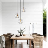 Nordic LED Loft Pendant Light Glass Amber/Clear Hanging Lighting Fixture Industrial Pendant Lamp for Kitchen Living Room Modern