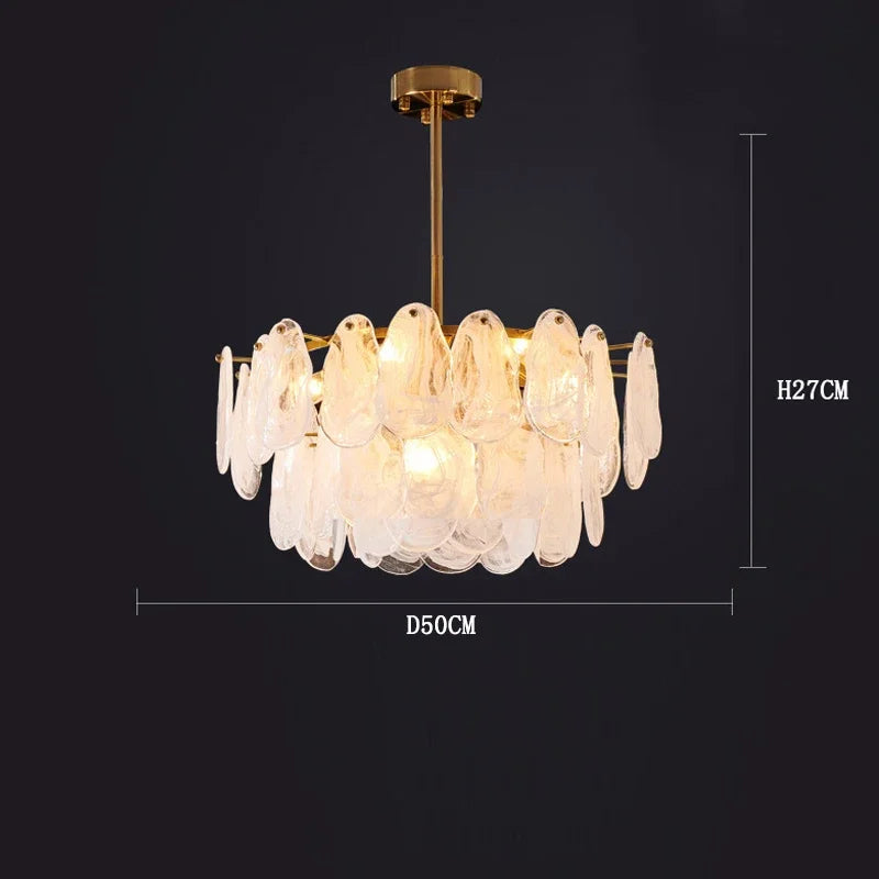 French Retro Light Luxury Chandelier Living Room Bedroom Warm and Romantic Cloud Water Drop Glass Pendant Lights Home Decoration