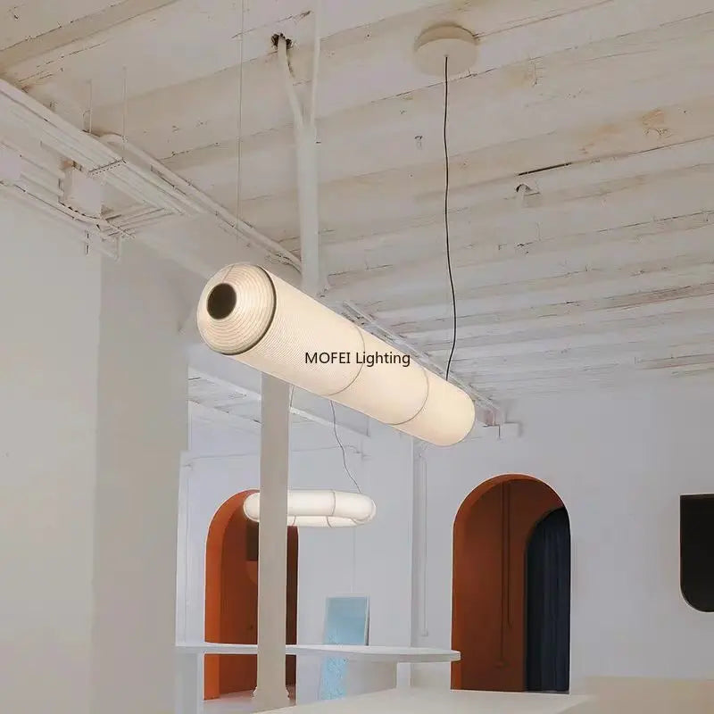 Japanese Design Akari Noguchi Style Horizontal Pendant Lamp Wabi-sabi Chandelier for Living Room Bedroom Vintage Lighting