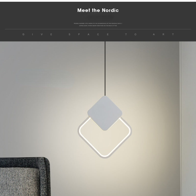 Modern LED Black White Circle Pendant Light Lighting for Bedside Bedroom Living Dining Room Study Hanging Lamp Indoor Decoration