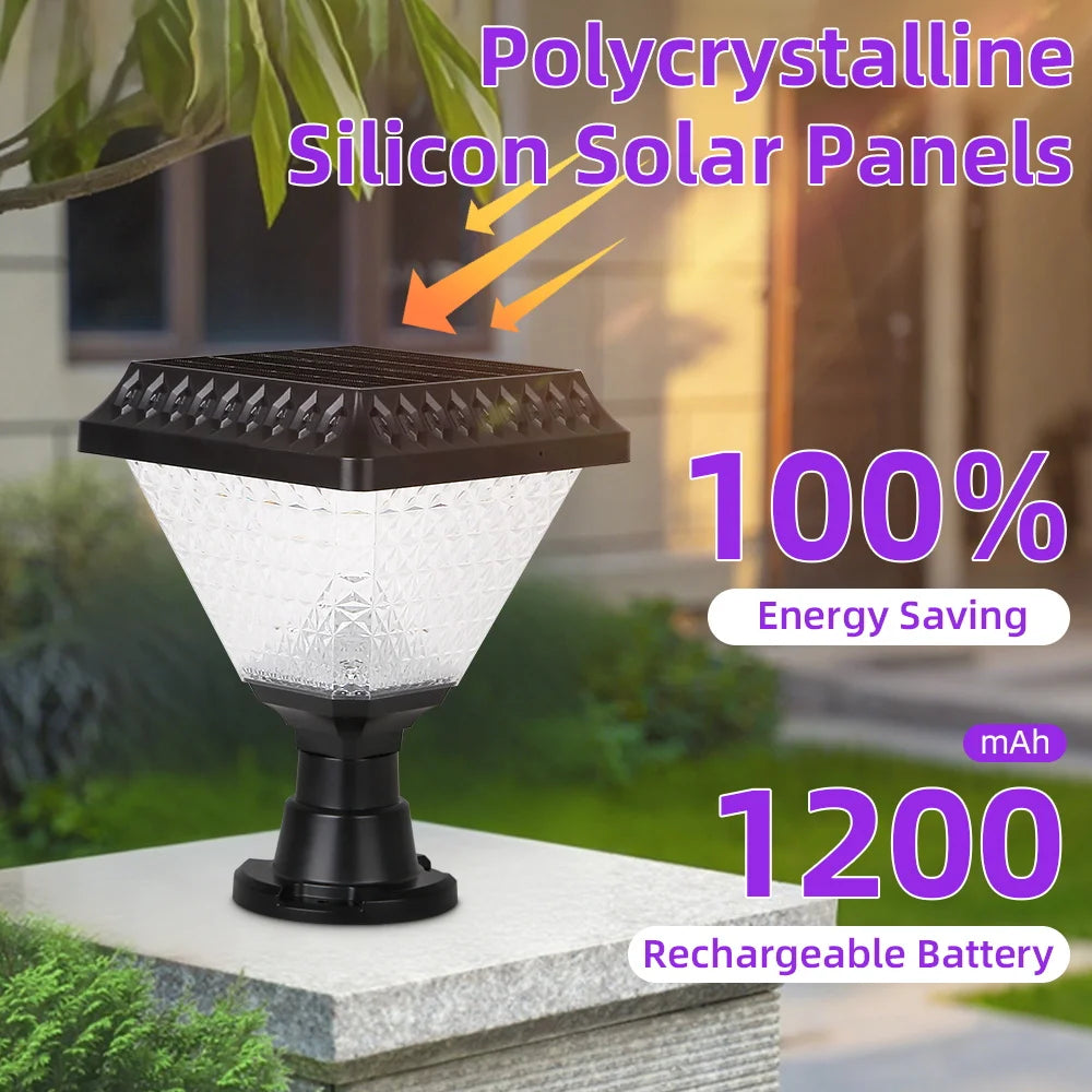 Outdoor LED Solar Column Light - Waterproof Dimmable Garden Pillar Lamp