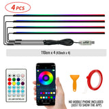 140cm USB Dreamcolor Acrylic Interior Car LED Strip Light with Wireless APP 55’‘RGB Music Fiber Optic Car Ambient Lighting Kit