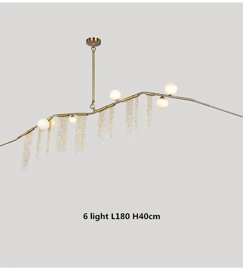 Designer G9 Chandelier Gold Tassel Led Glass Pendant Chandelier Lighting Living Room Rod Hanging Lamp Fixtures Room Decor