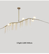Designer G9 Chandelier Gold Tassel Led Glass Pendant Chandelier Lighting Living Room Rod Hanging Lamp Fixtures Room Decor