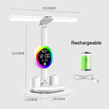 RGB LED Table Lamp Clock Display Touch Dimmable Reading Lamp  USB Rechargeable Foldable Eye Protection Desk Lamp Night Light
