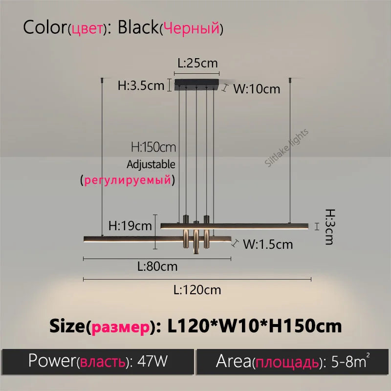 Modern LED Strip Pendant Light - Designer Hanging Lamp with Memory Function