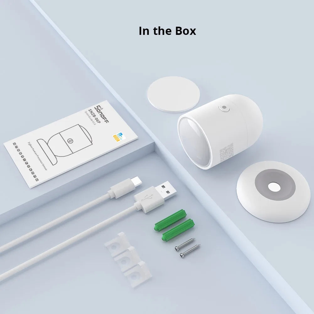 Human Presence Sensor SNZB-06P Microwave Radar Presence Detection Light Sensing Works with Alexa for Smart Home