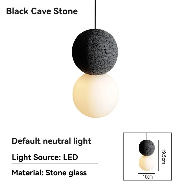 Nordic Minimalist Terrazzo LED Black Spherical Pendant Light for Living Room Bedroom Interior Design Decorative Hanging Fixtures