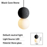 Nordic Minimalist Terrazzo LED Black Spherical Pendant Light for Living Room Bedroom Interior Design Decorative Hanging Fixtures