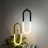 Brass Nordic bedside Long-line hanging lamp Modern creative U-shaped tube 360 degree LED pendant lights
