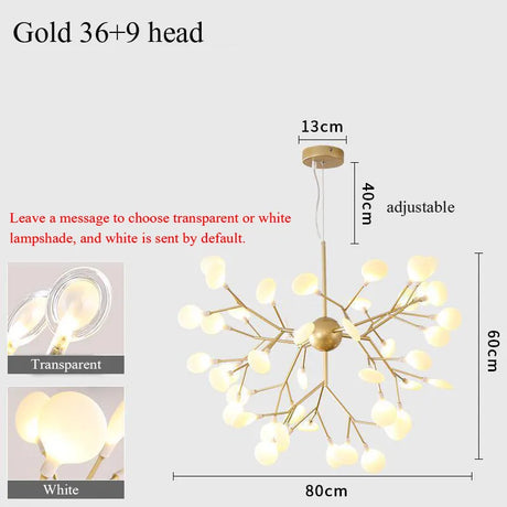 Nordic Modern Firefly Ceiling Chandelier Pendant Lamp G4 Led Lights Home Baby Room Bedroom Living Room Decoration Salon Starry