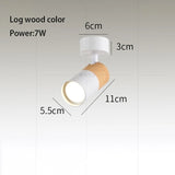 Led Spotlights GU10 Bulb Replaceable Spot Light Walnut Log Wood Color Surface Mounted Ceiling Lamp Adjustable Angle COB 110V 220