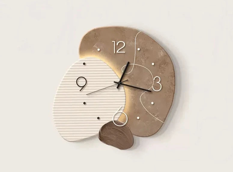 New wabi-Sabi restaurant clock wall clock Home quiet with led lights clock living room background wall decoration