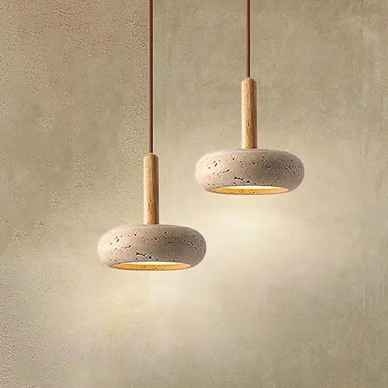 2026 New Hot Selling Pendant Lamps Wabi Sabi Circular Yellow Stone Commercial Home Decoration Restaurant Room LED Droplight