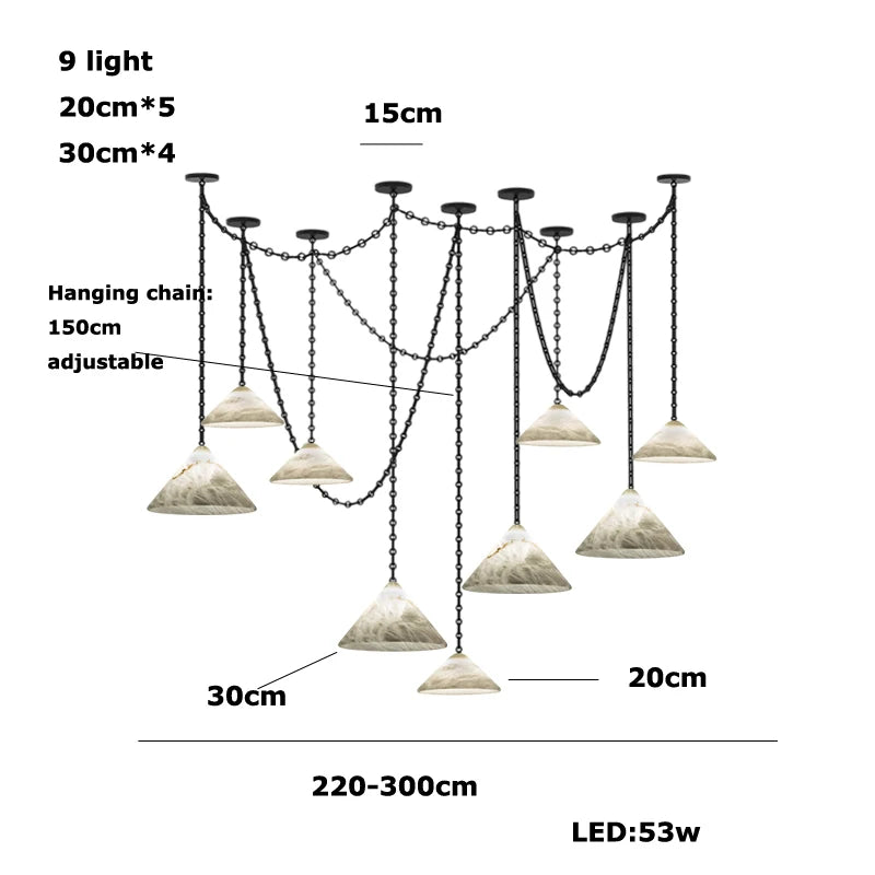 Marble Umbrella Diy Iron Chain Led 2025 Chandelier Alabaster Lustre Suspension Luminaire Lampen For Corridor Entry Way