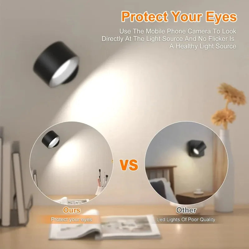 LED Wall Lights with Remote, Rechargeable Wall Mounted Reading Sconces Lamp 2000mAh, 3 Colors & Dimmable Magnetic 360° Rot