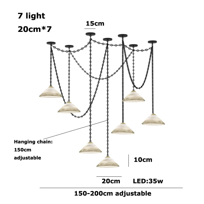 Marble Umbrella Diy Iron Chain Led 2025 Chandelier Alabaster Lustre Suspension Luminaire Lampen For Corridor Entry Way