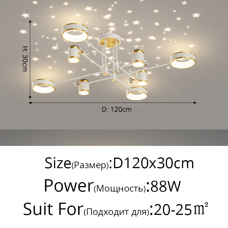 2025 Modern LED Chandelier For Living Room Bedroom Dining Room Kitchen Smart Remote Ceiling Pendant Light Indoor Decorative Lamp