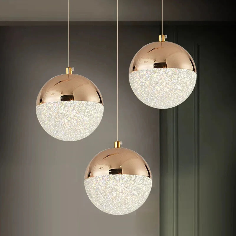 Nordic LED Dining Chandelier Creative Simple Acrylic Half Ball Indoor Pendant Lamp for Restaurant Aisle Corridor Pendant Lamp