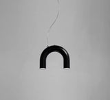 Oblure Arch Chandelier Post Modern Design Pendant Light for Coffee Living Room Kitchen U Shaped Lamp Blue Metal Macaron Lamp