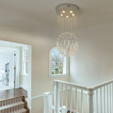 Crystal Droplight Led Pendant Light Modern Loft Stairs Chandelier Hanging Lustre Ceiling Lamp Home Appliance Decor Fixture