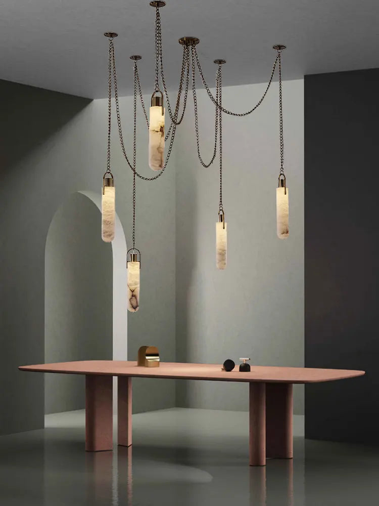 Marble Design Gold Chrome Dimmable LED Hanging Lamps 2026 Chandelier Suspension Luminaire Lampen For Dinning Room